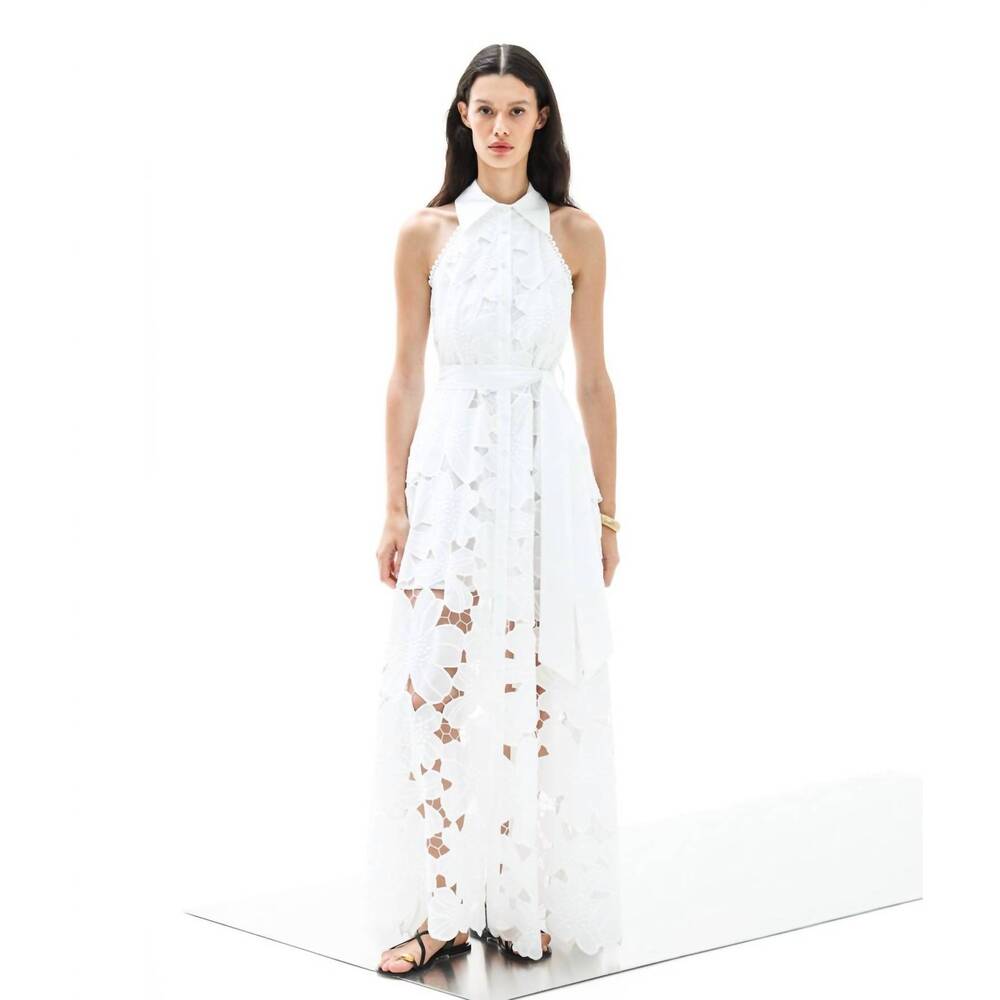 NEW LACE THE LABEL iris cotton sleeveless maxi shirt dress in white